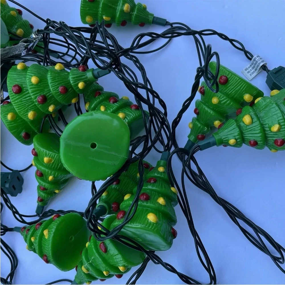 2 Sets Novelty Christmas Tree Blow Mold Plastic String Lights Strands